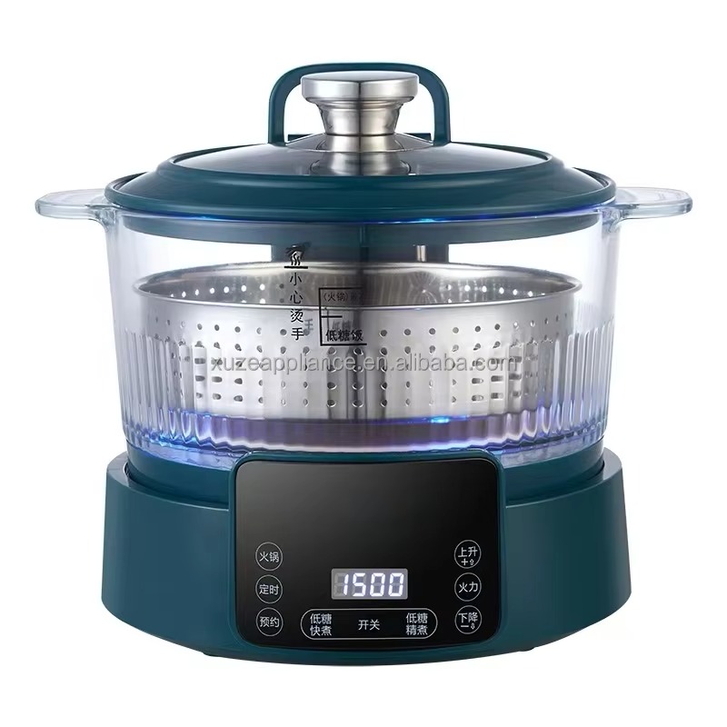 Rice Cooker - หม้อหุงข้าวไฟฟ้าขนาด 5 ลิตร สีเขียวเข้ม น้ำตาลต่ำ พร้อมฟังก์ชั่นยกหม้อ