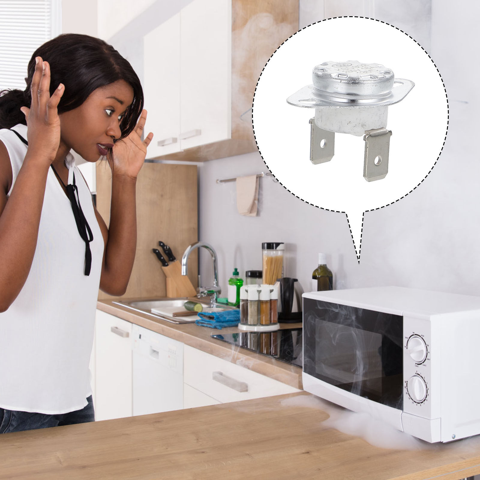 Microwave Oven - 4 ชิ้น สวิตช์ควบคุมอุณหภูมิ Ksd302 แบบปกติปิด พร้อมแผ่นกด