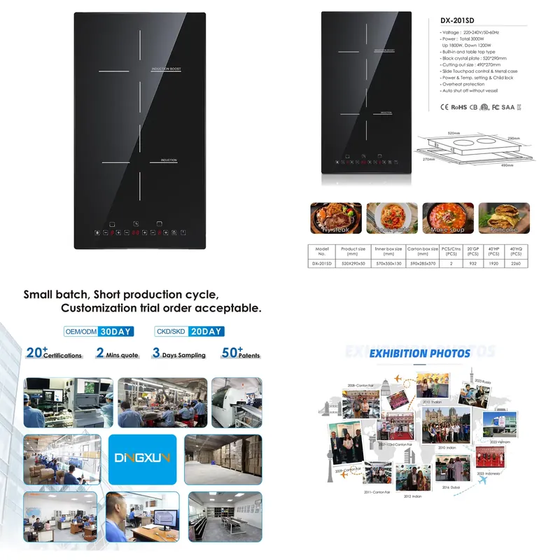 Induction Cooker - เตาแม่เหล็กไฟฟ้าแบบตั้งโต๊ะ 2 หัวเตา ประสิทธิภาพสูง ราคาโรงงาน พร้อมโต๊ะในตัว