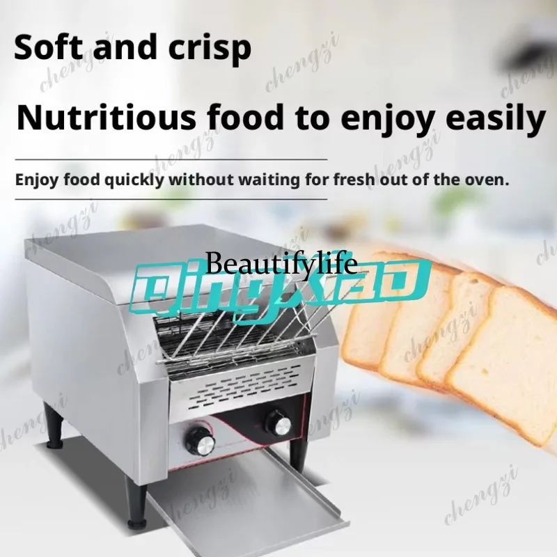 Toaster - เครื่องปิ้งขนมปังแบบสายพานลำเลียงเชิงพาณิชย์ K182 ให้ความร้อนเร็วอเนกประสงค์ อัตโนมัติ สำหรับทำขนมปังอาหารเช้า ทำจากสแตนเลส