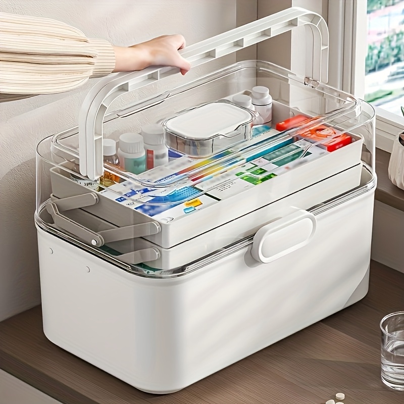 Kitchen Appliances Cabinet - กล่องเก็บยาฝาใสความจุขนาดใหญ่/กล่องจัดเก็บ - ตู้เก็บยาพลาสติก, กล่องจัดระเบียบอเนกประสงค์สำหรับบ้าน, สำนักงาน, ห้องครัว,