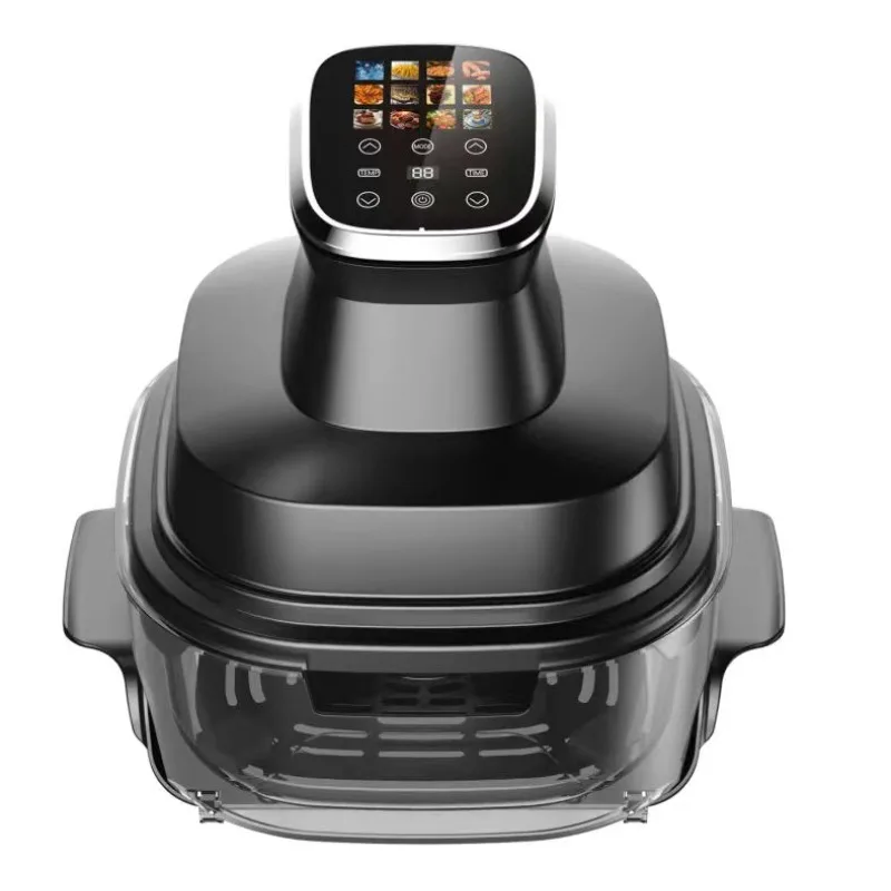 Air Fryer - หม้อทอดไร้น้ำมันแบบพกพา 6 in 1 พร้อมแผงควบคุมดิจิตอล ชามแก้วสองชั้น
