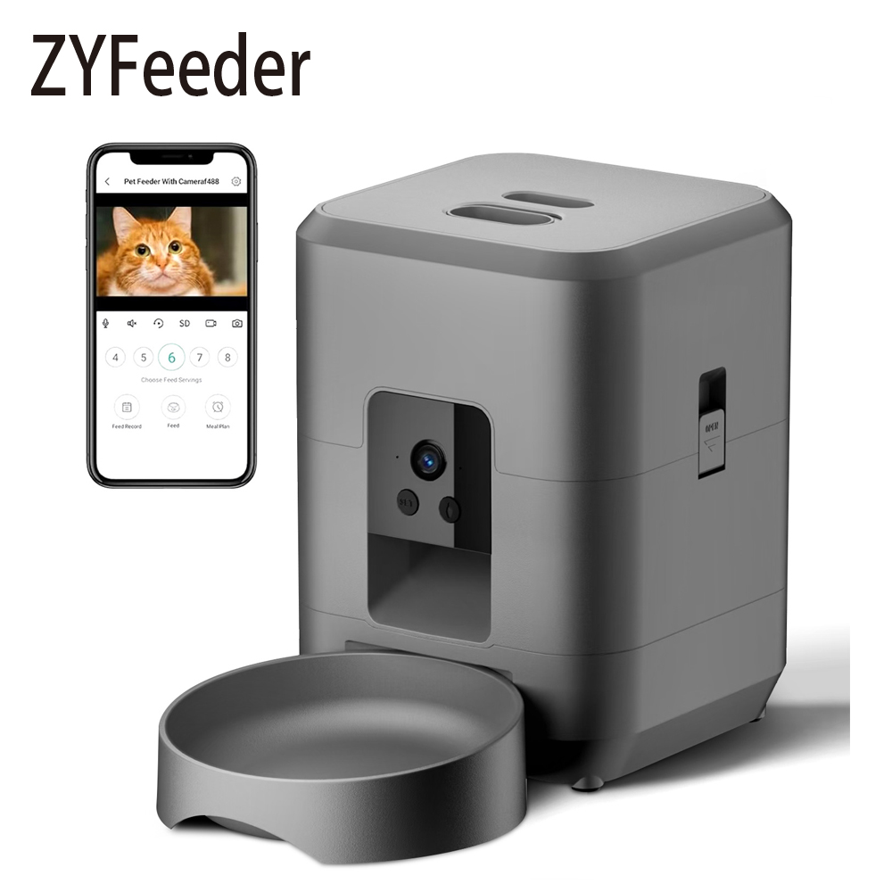 Kitchen Appliances Video - เครื่องให้อาหารสัตว์อัตโนมัติ 2 ลิตร เครื่องให้อาหารสัตว์อัจฉริยะสำหรับแมว ควบคุมผ่าน Wi-Fi