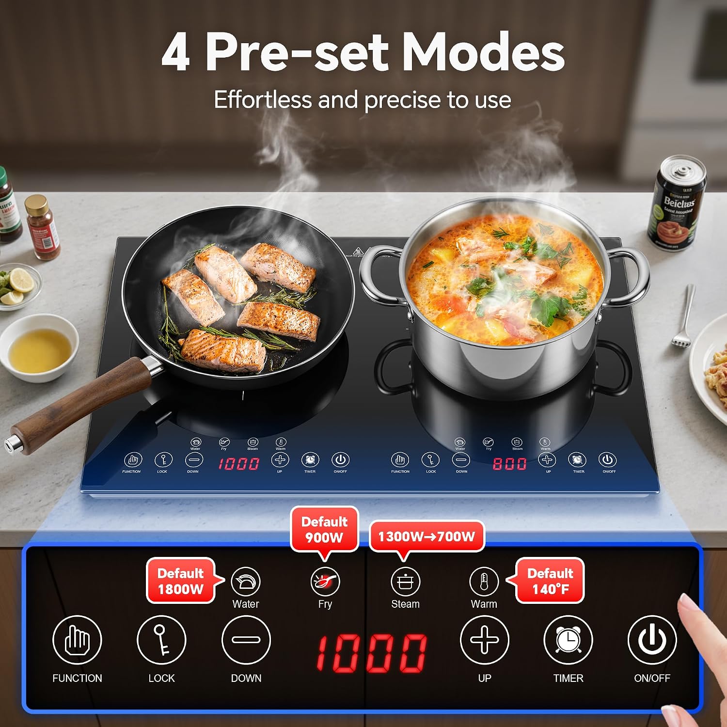 เตาแม่เหล็กไฟฟ้าแบบพกพา 2 หัวเ - Induction Cooktop Portable บทวิจารณ์และราคา