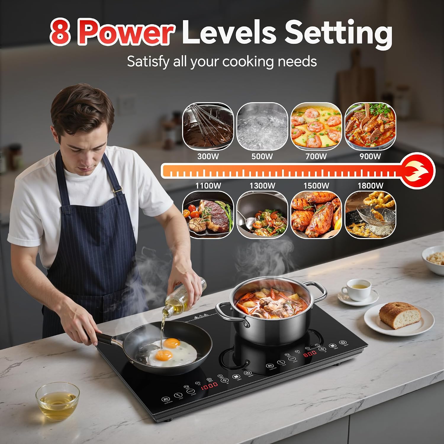 เตาแม่เหล็กไฟฟ้าแบบพกพา 2 หัวเ - Induction Cooktop Portable บทวิจารณ์และราคา