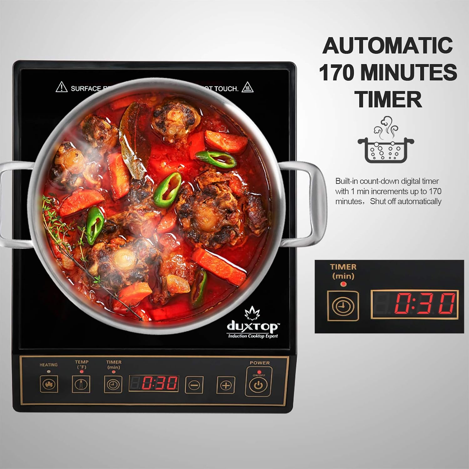 เตาแม่เหล็กไฟฟ้าแบบพกพา 1800W  - Induction Cooktop Portable บทวิจารณ์และราคา